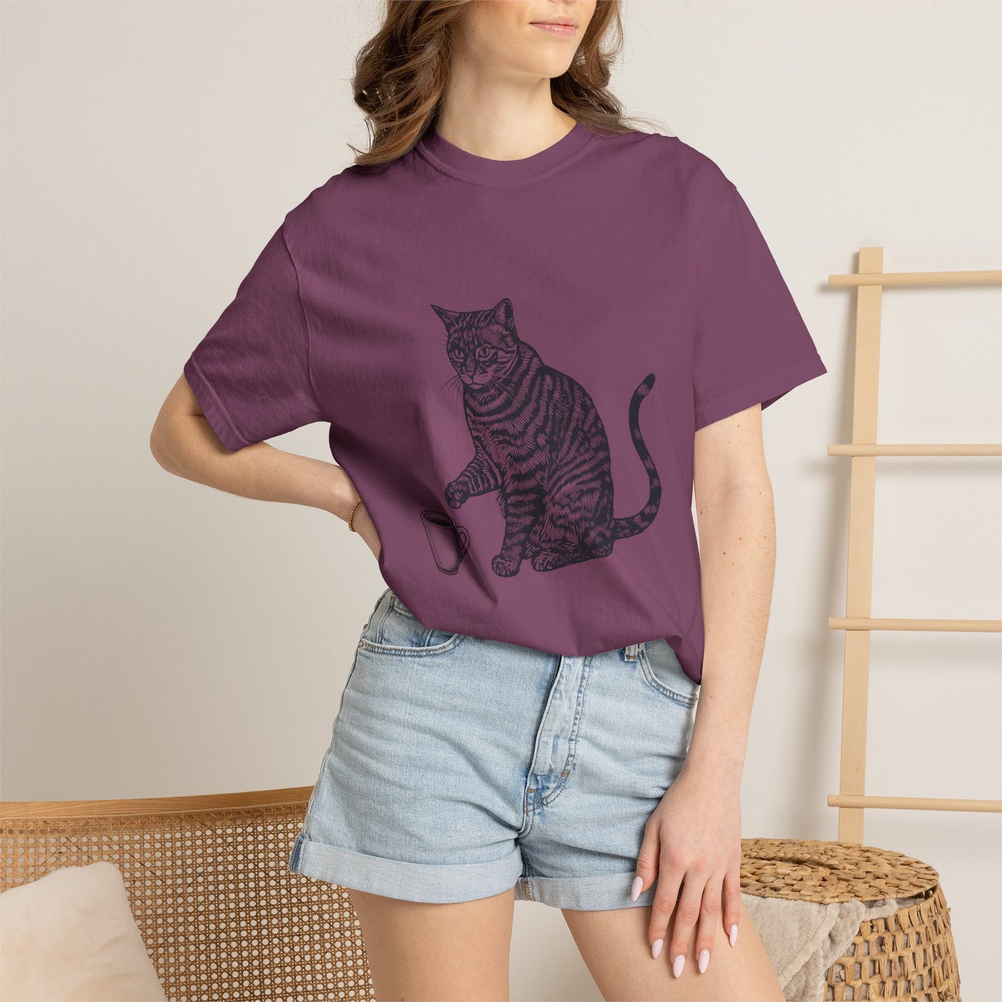 Cat & Coffee Graphic Tee — Probably Plotting to Knock It Over