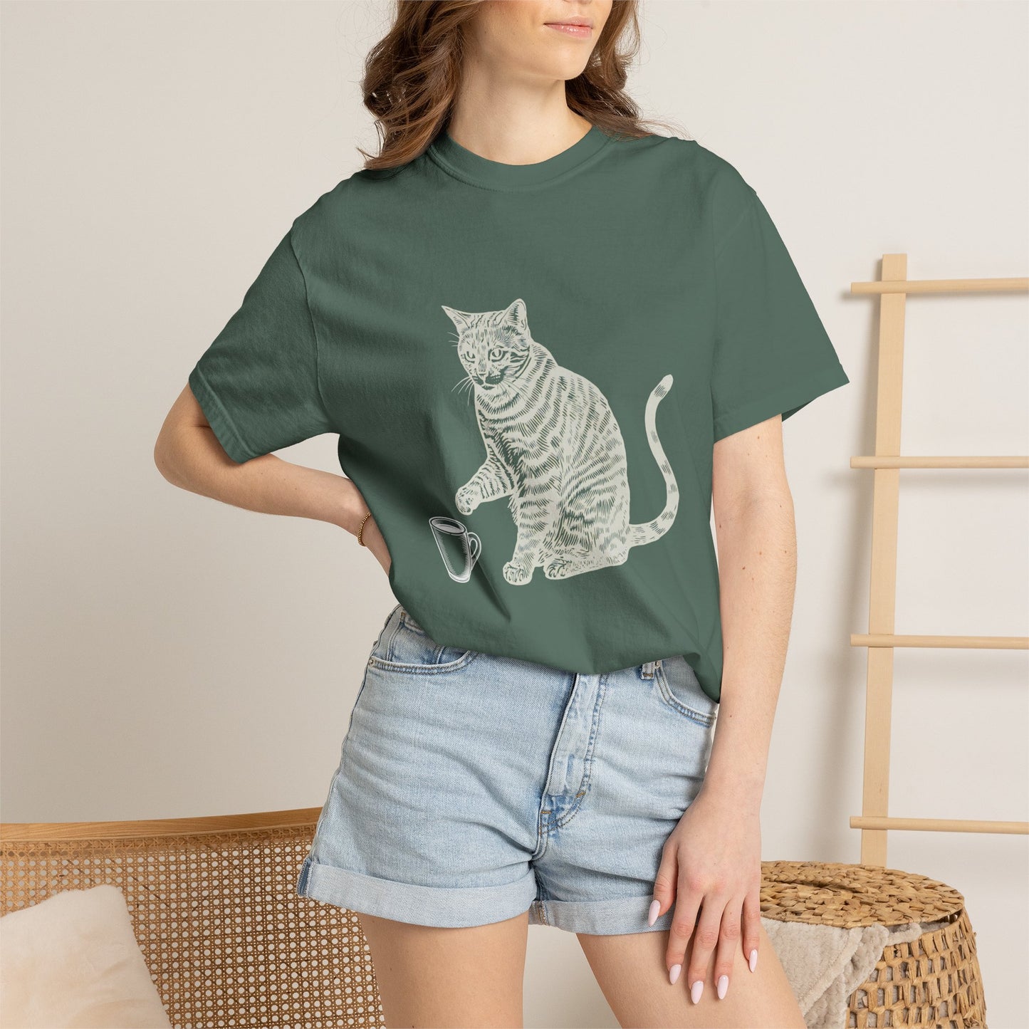 Cat & Coffee Graphic Tee — Probably Plotting to Knock It Over