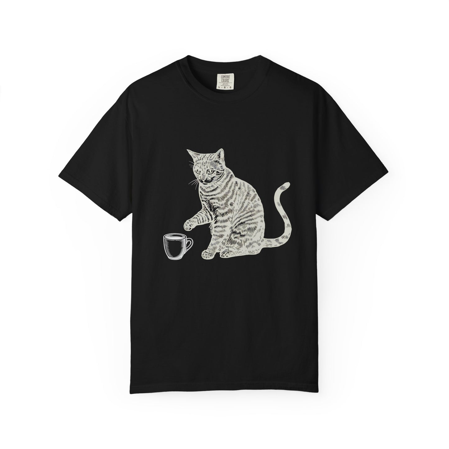 Cat & Coffee Graphic Tee — Probably Plotting to Knock It Over