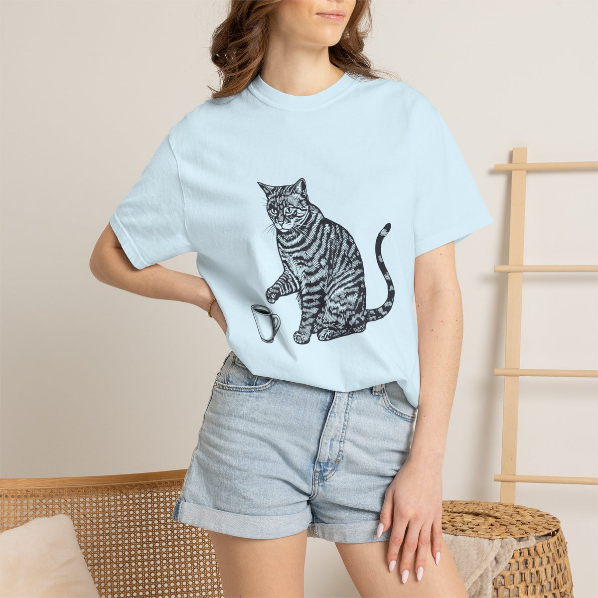 Cat & Coffee Graphic Tee — Probably Plotting to Knock It Over