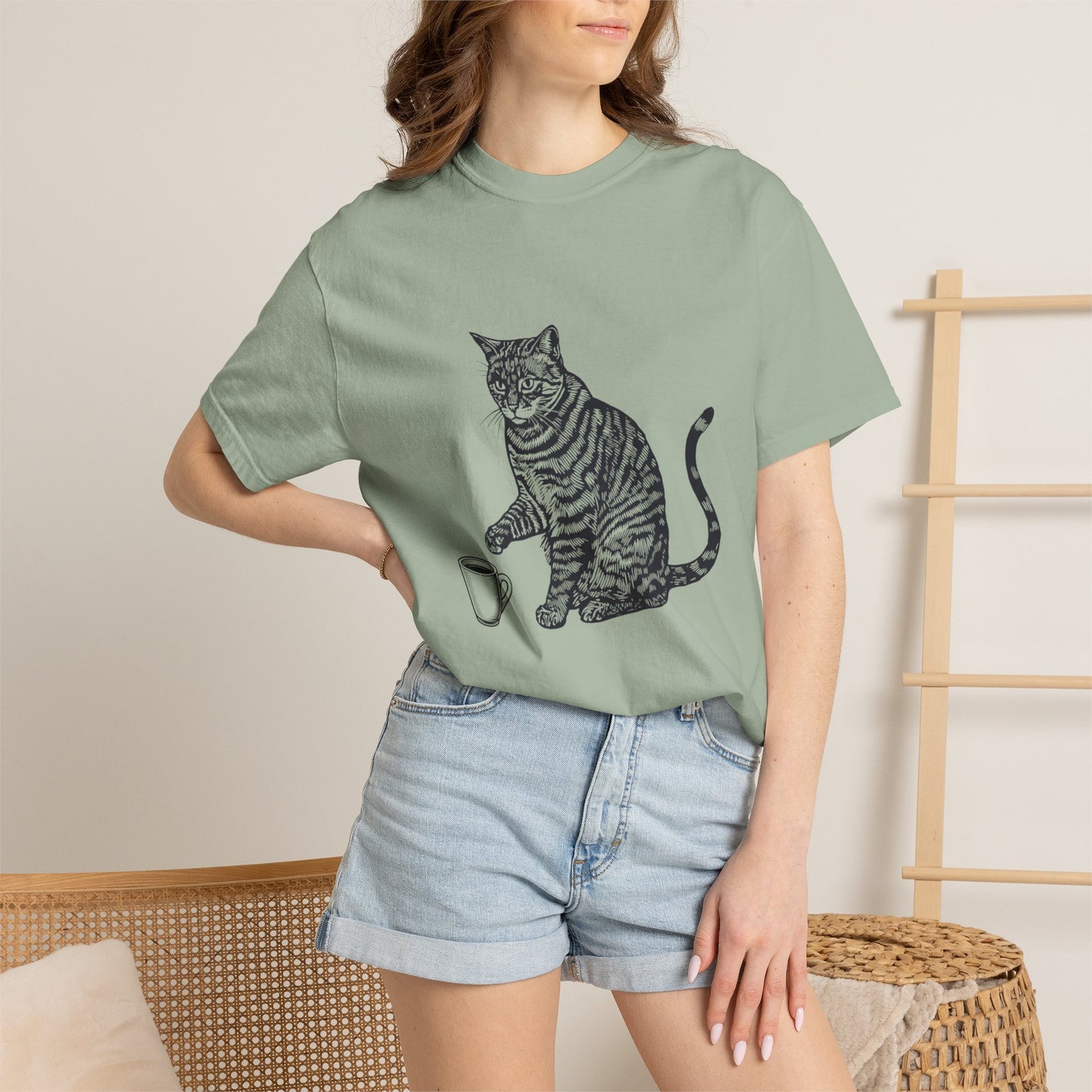 Cat & Coffee Graphic Tee — Probably Plotting to Knock It Over