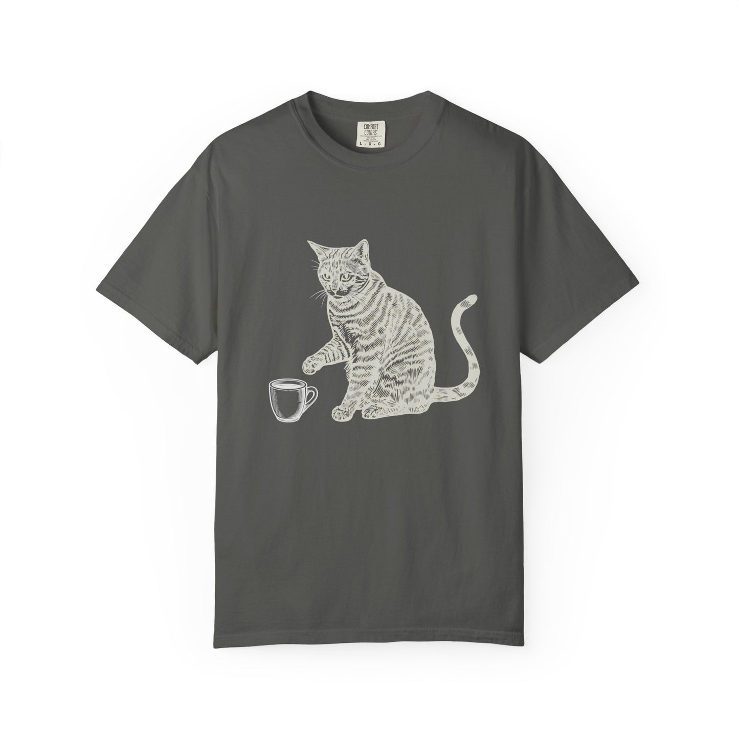 Cat & Coffee Graphic Tee — Probably Plotting to Knock It Over