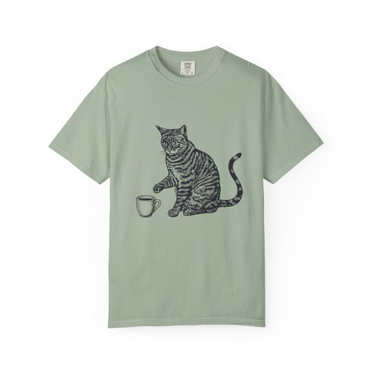 Cat & Coffee Graphic Tee — Probably Plotting to Knock It Over