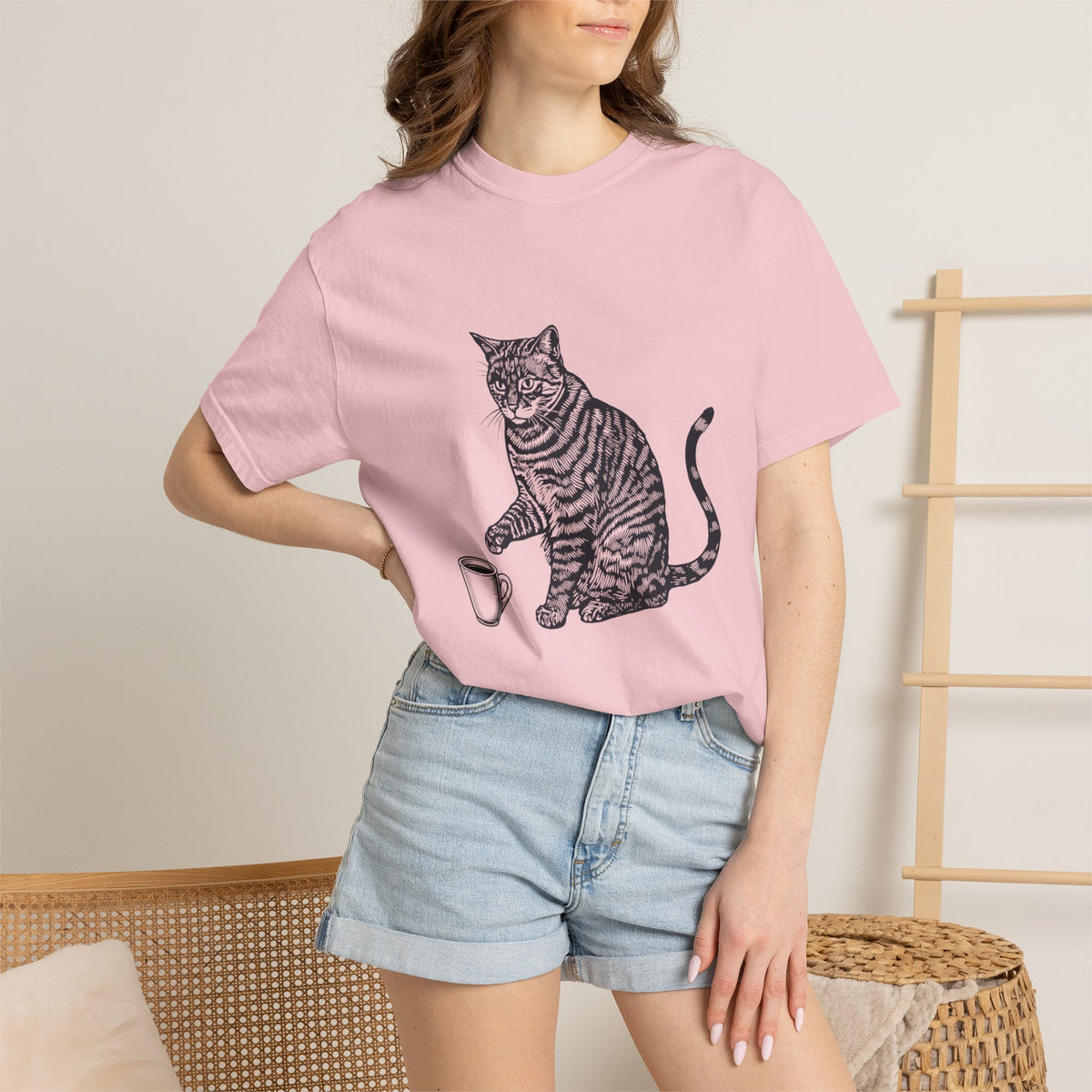 Cat & Coffee Graphic Tee — Probably Plotting to Knock It Over