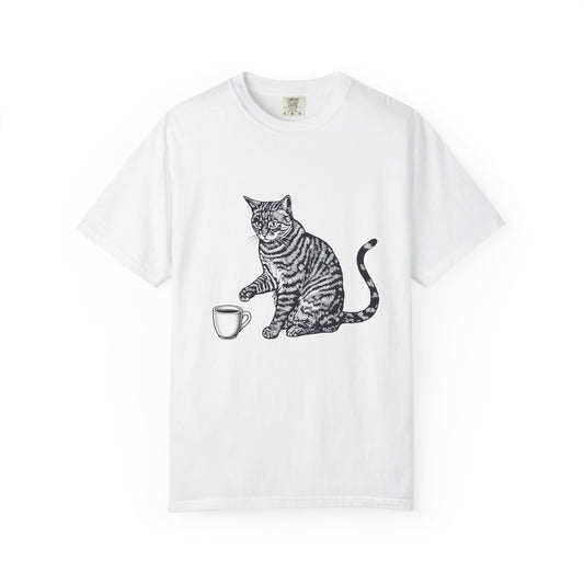 Cat & Coffee Graphic Tee — Probably Plotting to Knock It Over